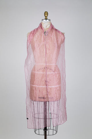 Foulard XXL façon organza froissé rose