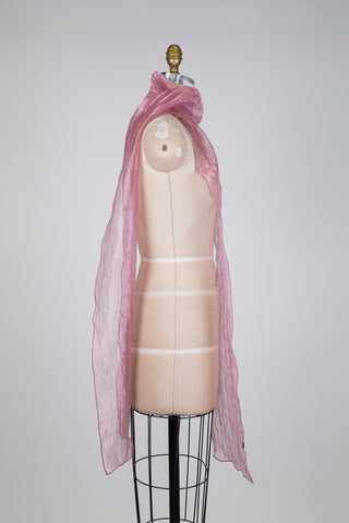 Foulard XXL façon organza froissé rose