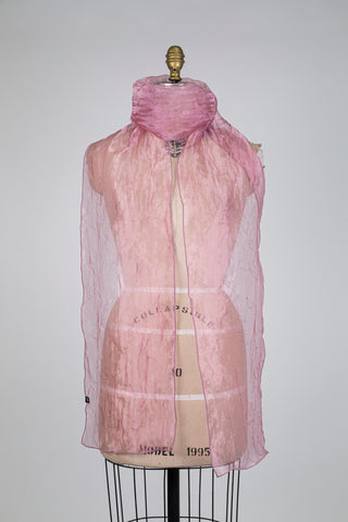 Foulard XXL façon organza froissé rose