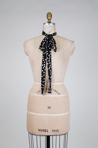 Colonel noir à pois blanc-bleu