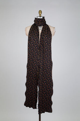 Foulard XXL noir floral ultra doux