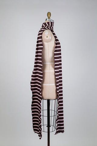 Foulard XXL côtelé à rayures brun et rose