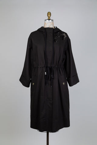 Manteau noir oversized à déco pailettes (10 à 14)