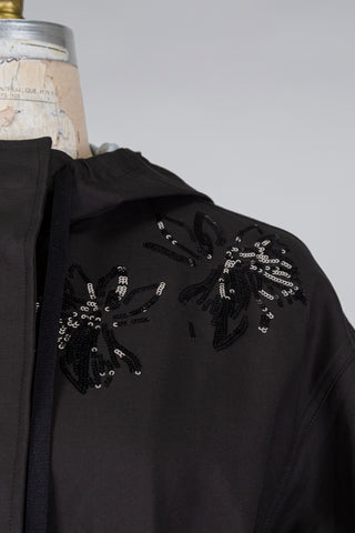 Manteau noir oversized à déco pailettes (10 à 14)