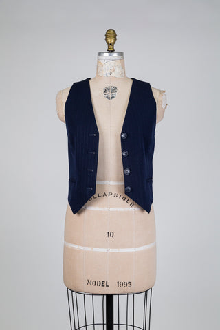 Gilet tailleur bleu à fines lignes scintillantes (4)