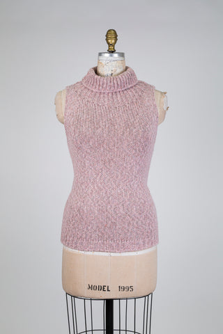 Soft pink shimmer turtleneck tank top (6)