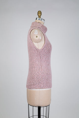 Soft pink shimmer turtleneck tank top (6)