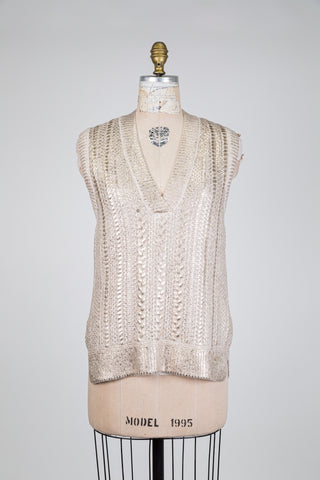 Débardeur luxueux crème doré (S)