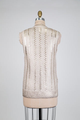 Débardeur luxueux crème doré (S)