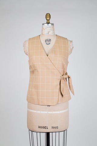 Gilet tailleur cache-coeur beige (6-8-10)