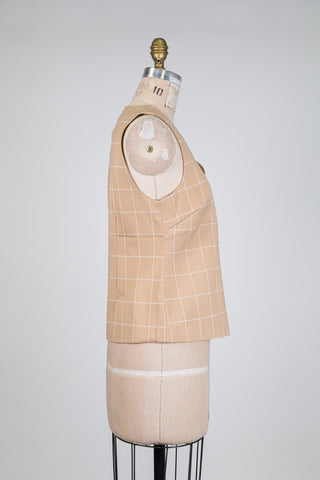 Gilet tailleur cache-coeur beige (6-8-10)