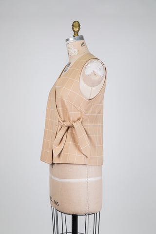 Gilet tailleur cache-coeur beige (6-8-10)