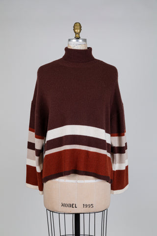 Chandail pur cachemire choco à rayures (6)