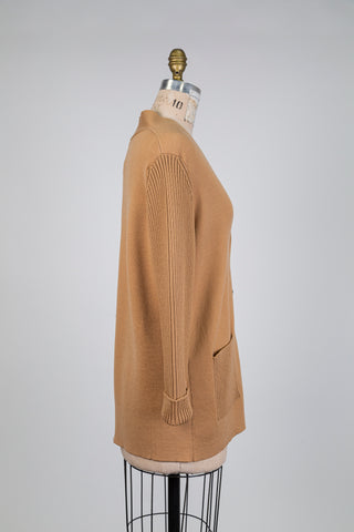 Veste en laine mérinos brun fauve (S)