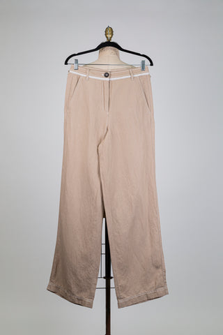 Pantalon beige naturel à jambe large (S+L)