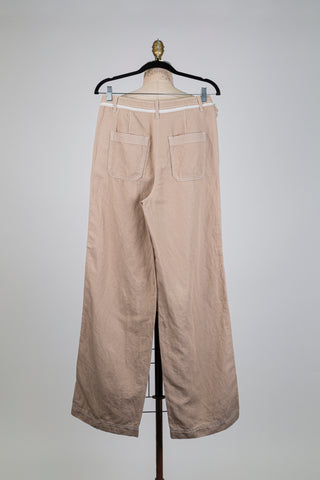 Pantalon beige naturel à jambe large (S+L)