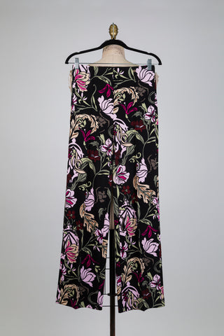 Pantalon floral noir à jambe droite (S)