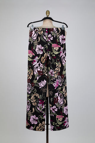 Pantalon floral noir à jambe droite (S)