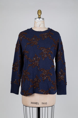 Chandail luxueux marine choco-strass (6)