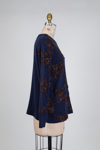 Chandail luxueux marine choco-strass (6)