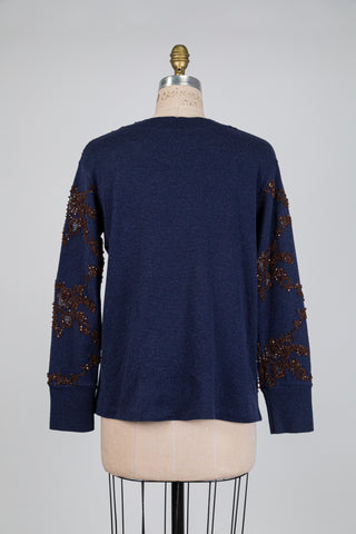 Chandail luxueux marine choco-strass (6)