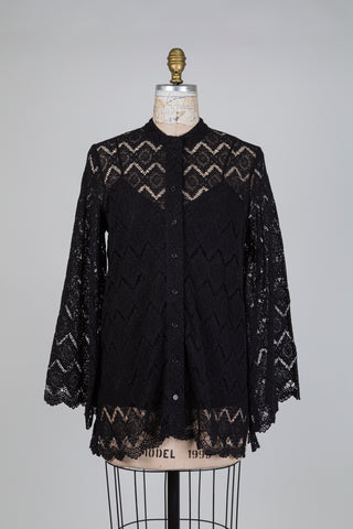 Chemisier romantique en dentelle noire (4 à 12)