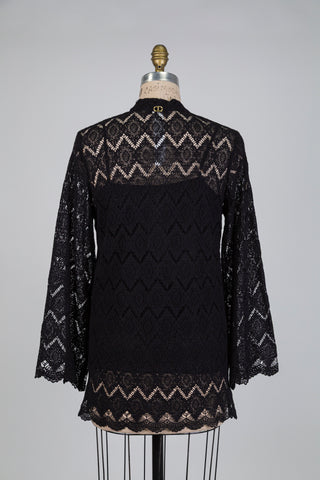 Chemisier romantique en dentelle noire (4 à 12)