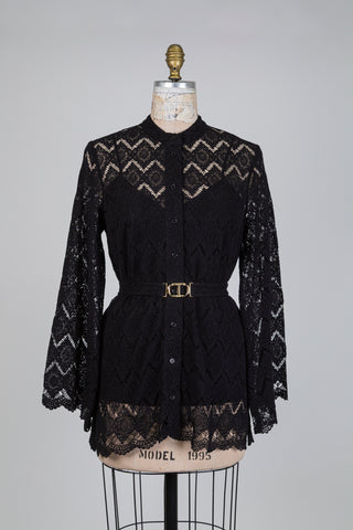 Chemisier romantique en dentelle noire (4 à 12)
