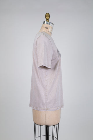 T-shirt éclair gris/sable délavé (S)