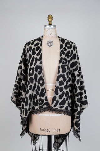 Cape réconfort léopard noir et gris (TU)