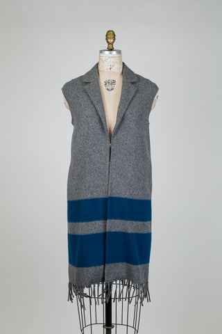 Blazer en feutre gris à rayures turquoise (S)