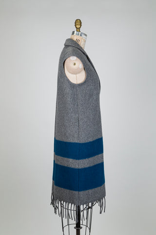 Blazer en feutre gris à rayures turquoise (S)