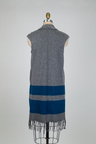 Blazer en feutre gris à rayures turquoise (S)