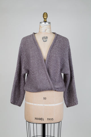 Veste 3 façons en tricot taupe argenté (4 à 16)