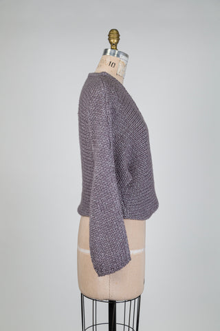 Veste 3 façons en tricot taupe argenté (4 à 16)