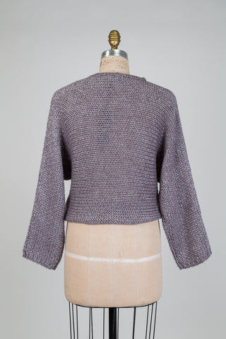 Veste 3 façons en tricot taupe argenté (4 à 16)