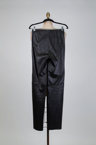 Pantalon legging en cuir noir (6)