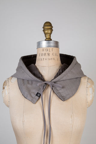 Capulard laine vierge ardoise / soie plissée anthracite