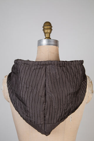 Capulard laine vierge ardoise / soie plissée anthracite