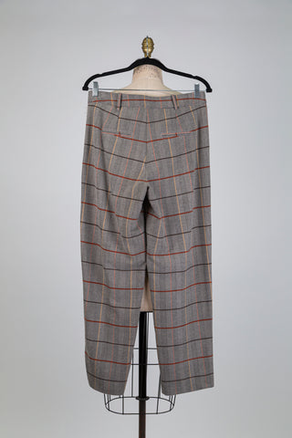 Pantalon gris à carreaux colorés (S)