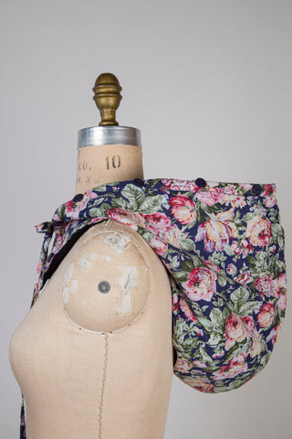 Capulard Roseraie marine / Jacquard bleu noir & faux cuir