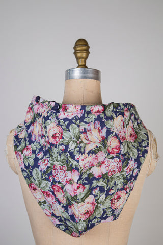 Capulard Roseraie marine / Jacquard bleu noir & faux cuir