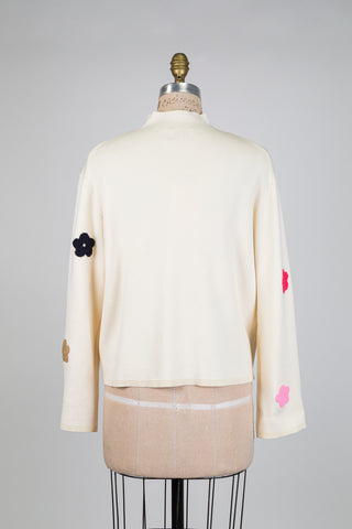 Soft flower cream sweater (L)