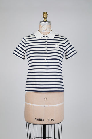 Polo crème à rayures marine (4+16)