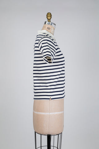 Polo crème à rayures marine (4+16)