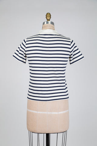 Polo crème à rayures marine (4+16)