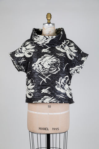 Chandail col cheminé à jacquard floral crème (S)