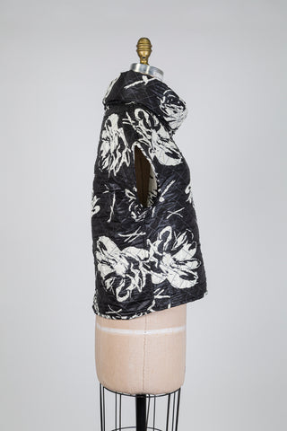 Chandail col cheminé à jacquard floral crème (S)