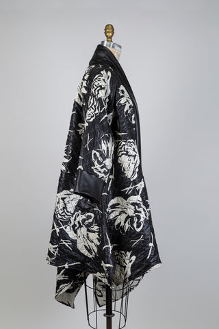 Cream Floral Jacquard Asymmetrical Kimono Jacket (S)