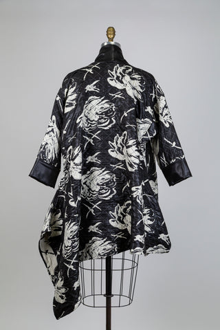 Cream Floral Jacquard Asymmetrical Kimono Jacket (S)